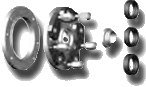 CORGHI HPA TECO MONDOLFO UniLug su 3 centravimo žiedais (58, 60 ir 65 mm) staklėms su Ø40 mm velenu (į komplektą įeina ir distancinis žiedas 405e008 004)